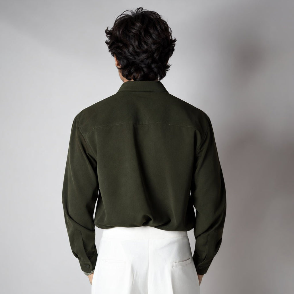OLIVE GREEN KOREAN SHIRT - Hophead