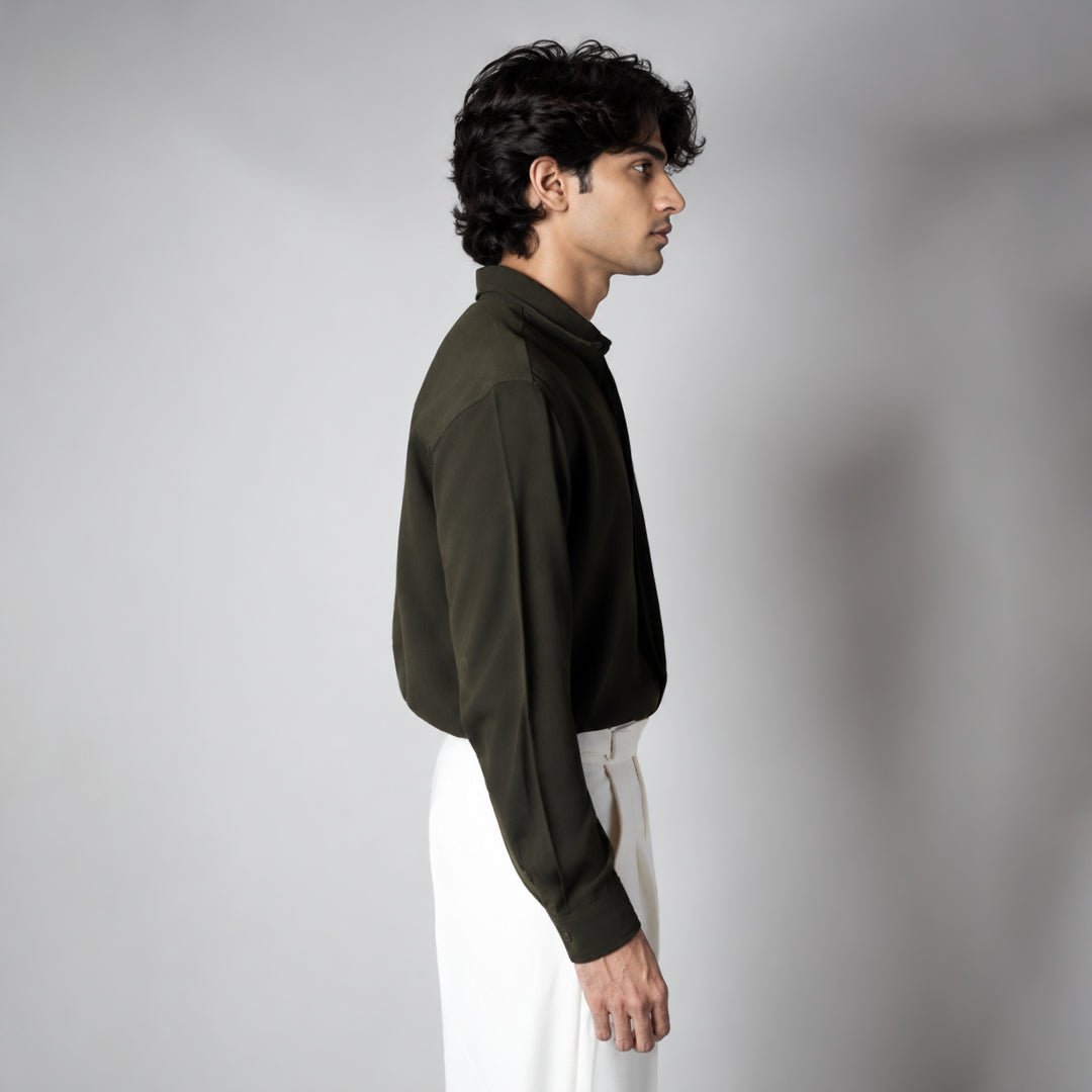 OLIVE GREEN KOREAN SHIRT - Hophead