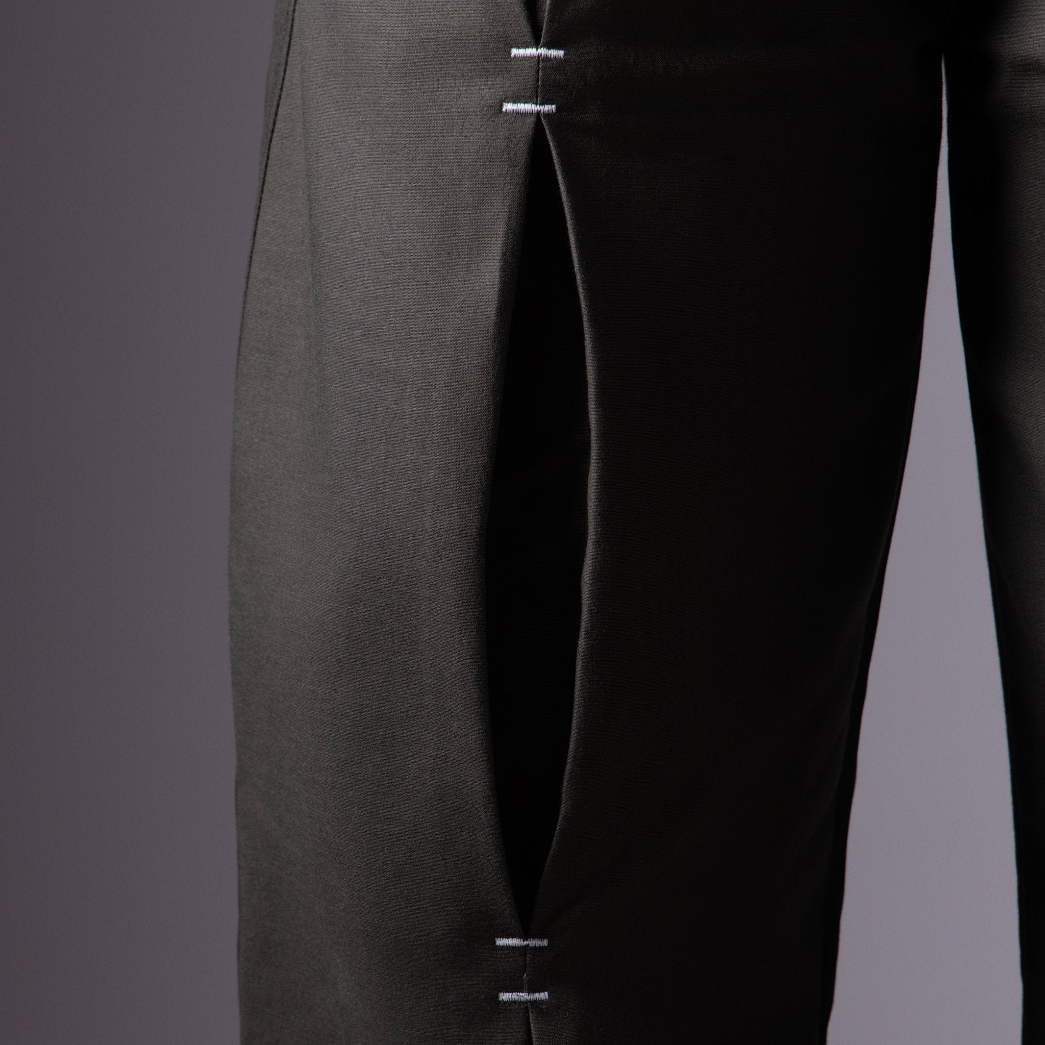 OLIVE GREEN REVERSE PLEATED COTTON PANTS - Hophead