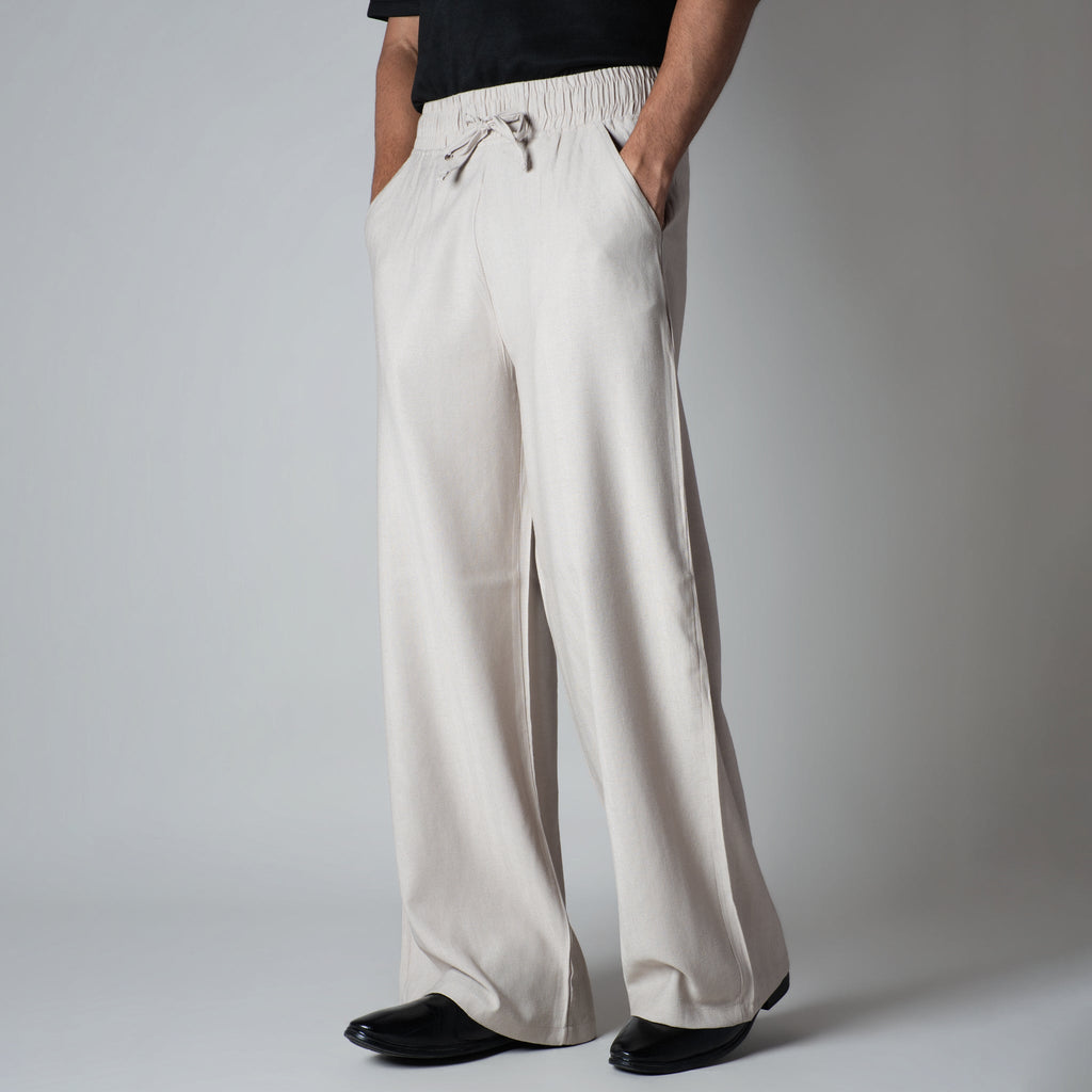OYSTER CREAM FLOW FABRIC PANT - Hophead