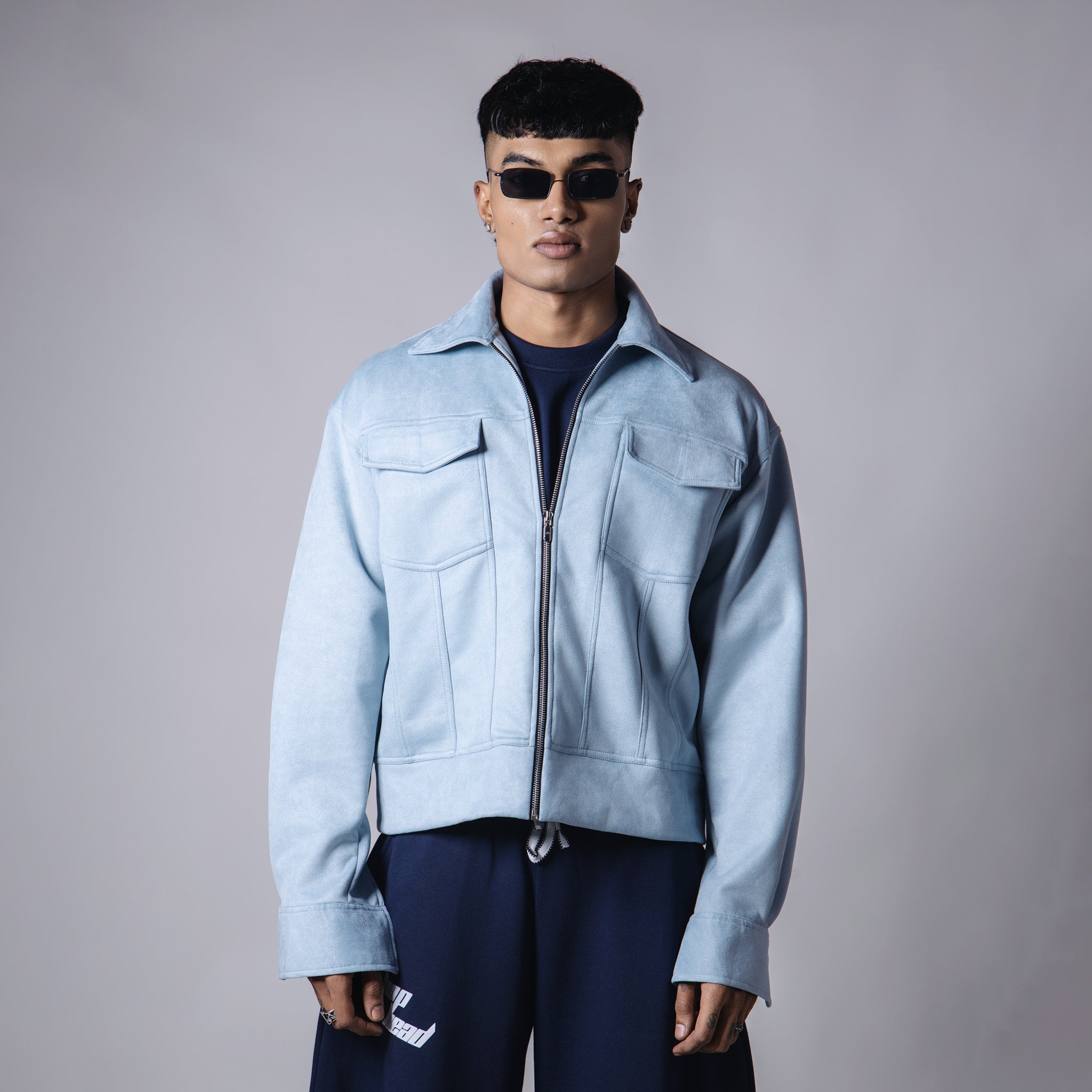 POWDER BLUE SUEDE CLASSIC JACKET - Hophead