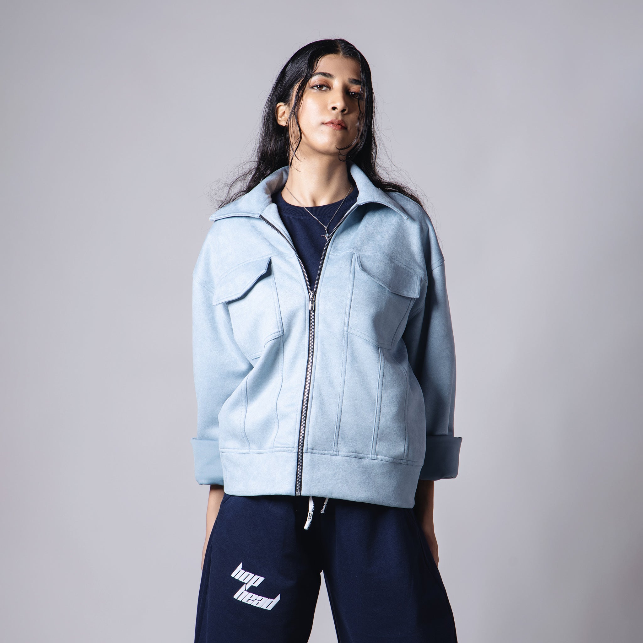POWDER BLUE SUEDE CLASSIC JACKET - Hophead