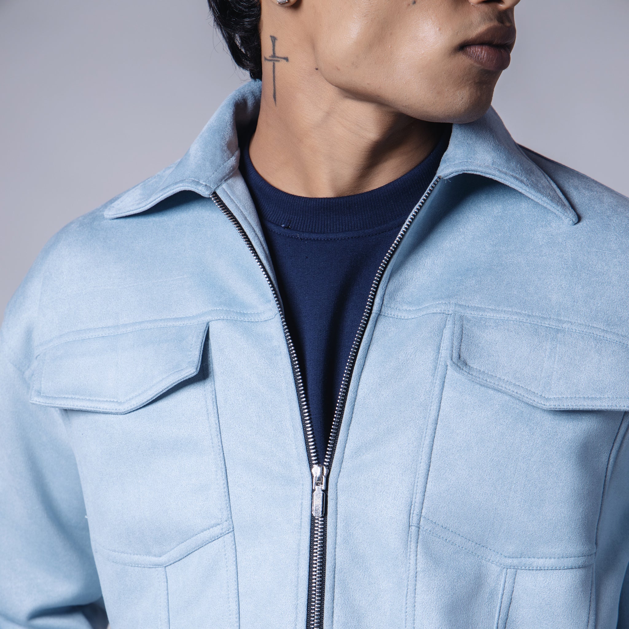 POWDER BLUE SUEDE CLASSIC JACKET - Hophead