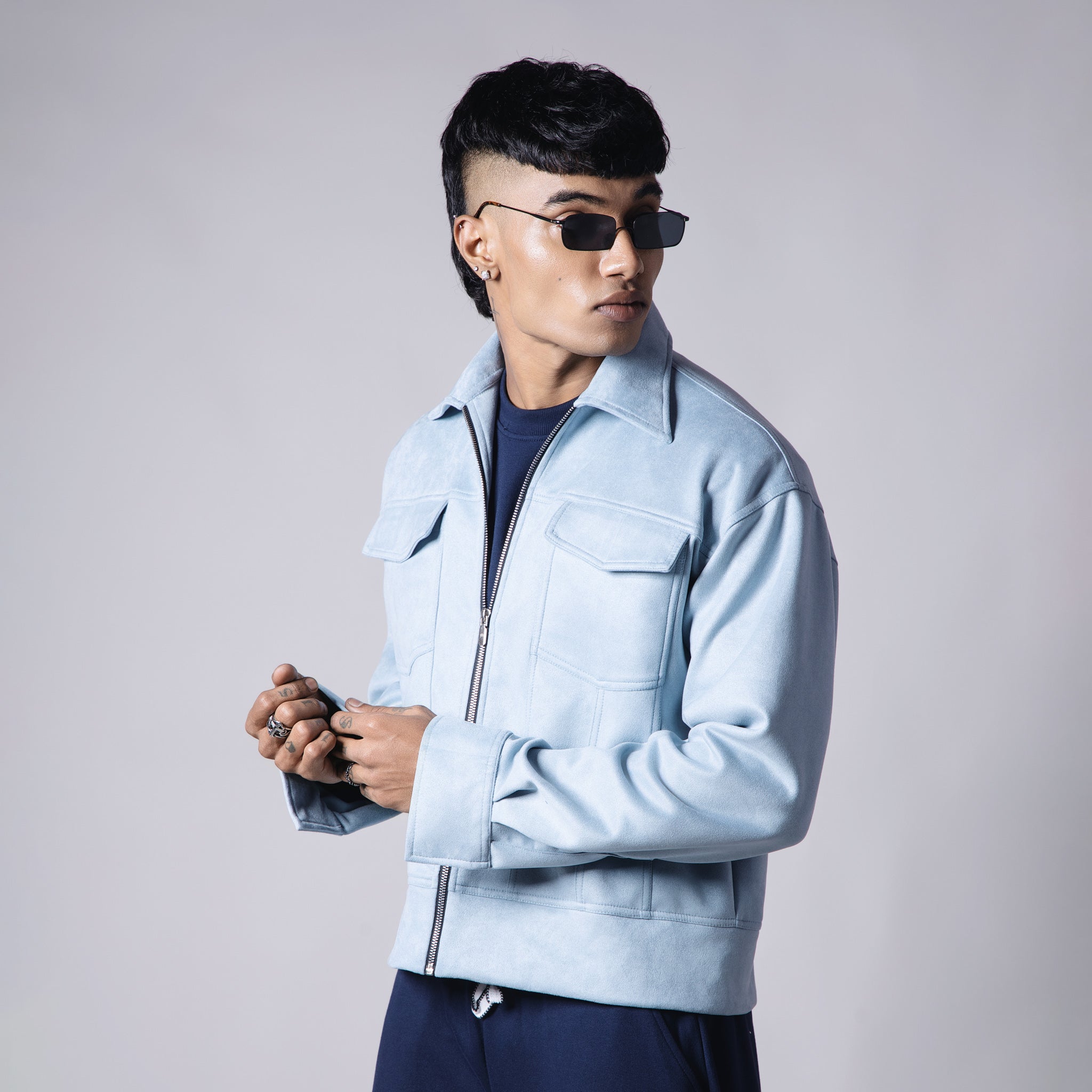 POWDER BLUE SUEDE CLASSIC JACKET - Hophead