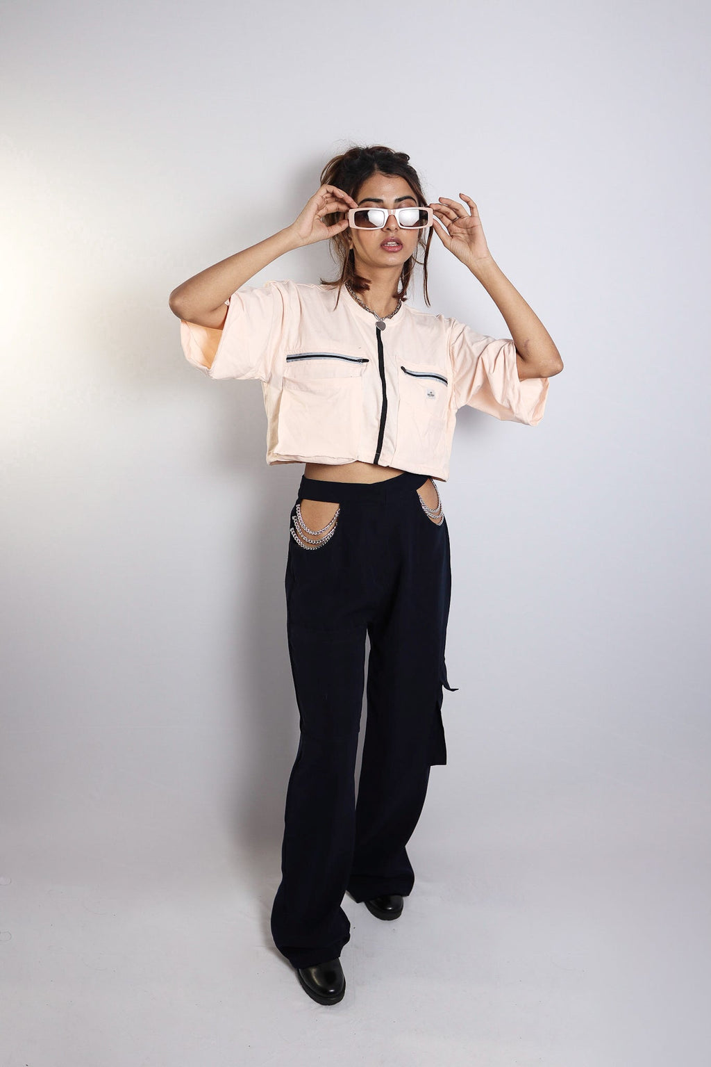 POWDER PINK LOOSE CROP TOP - Hophead