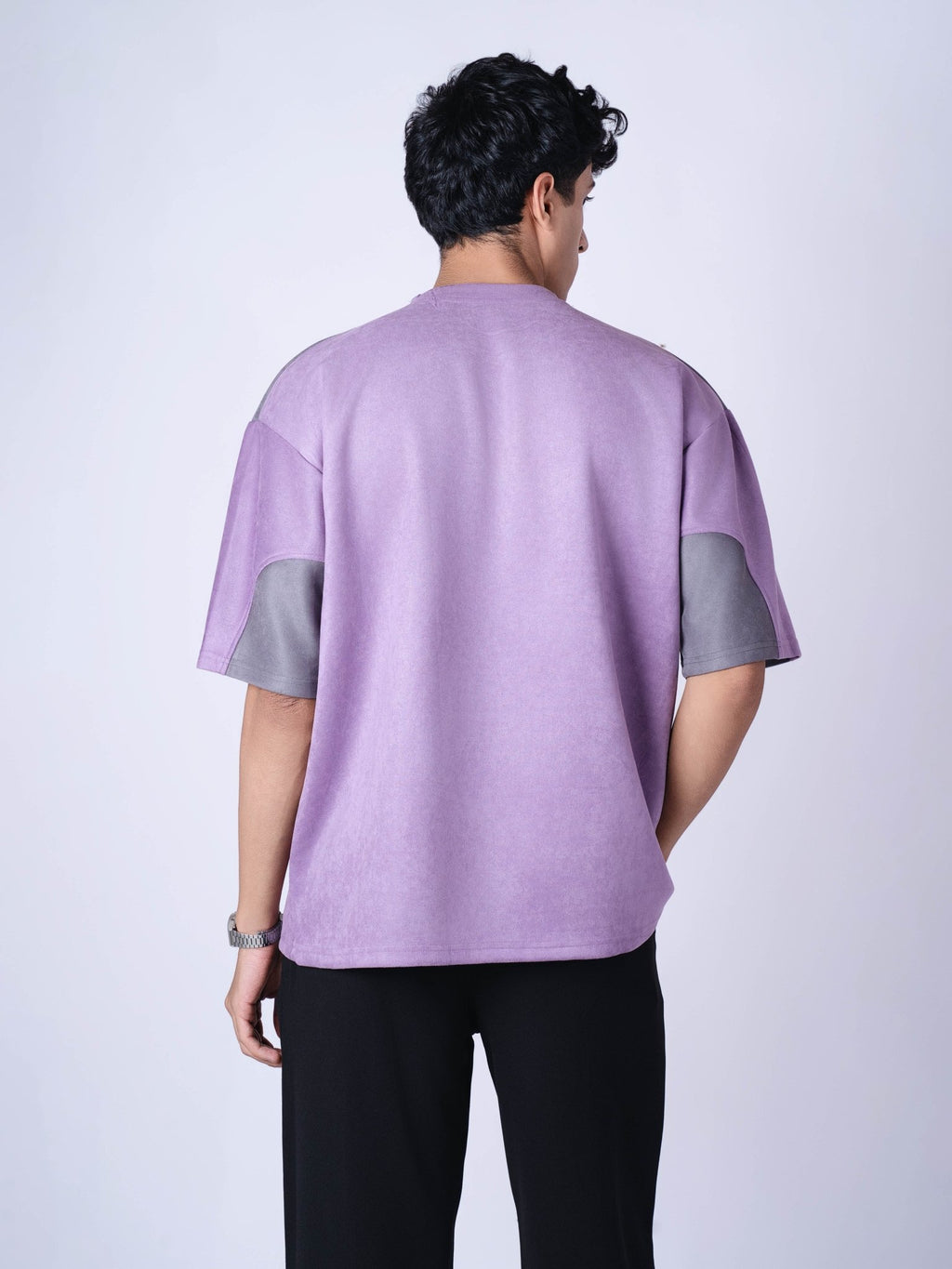 PURPLE AND CHARCOAL DUAL TONE SUEDE T - SHIRT - Hophead