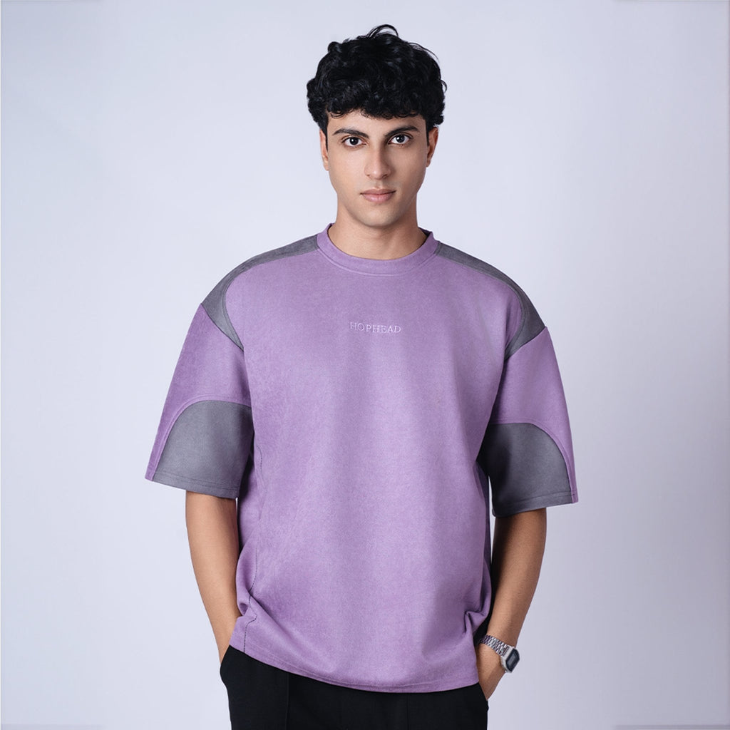 PURPLE AND CHARCOAL DUAL TONE SUEDE T - SHIRT - Hophead