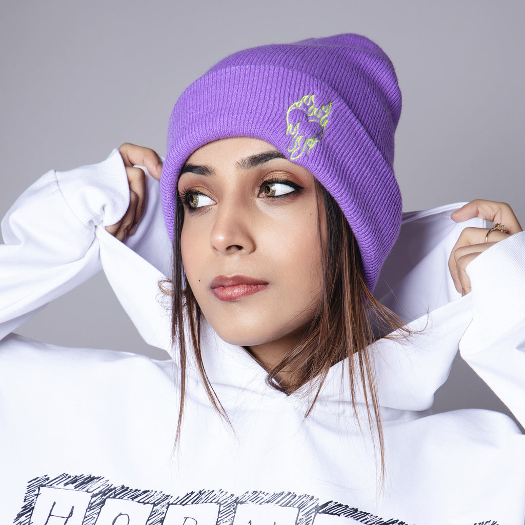 PURPLE EMBROIDERED BEANIE - Hophead