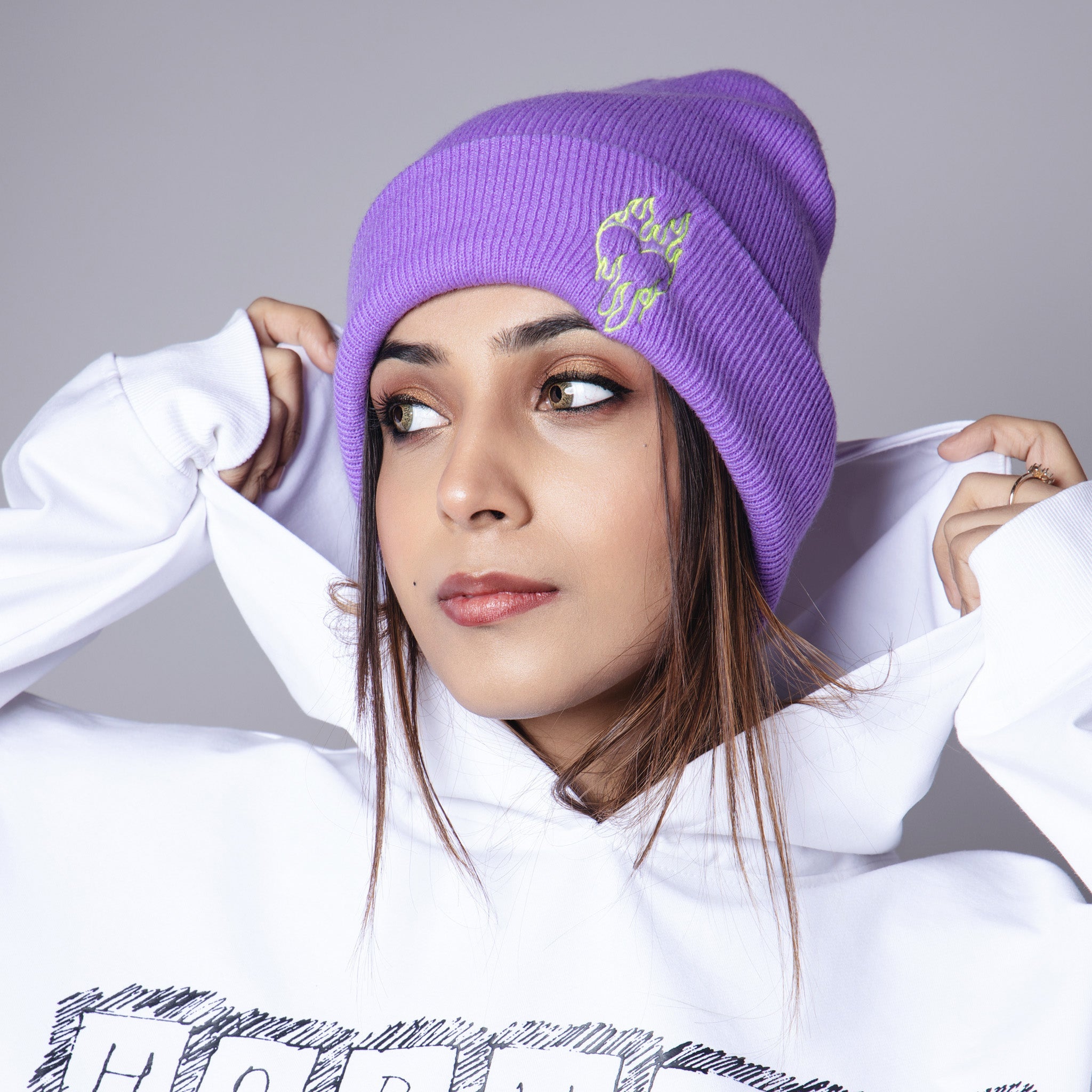 PURPLE EMBROIDERED BEANIE - Hophead