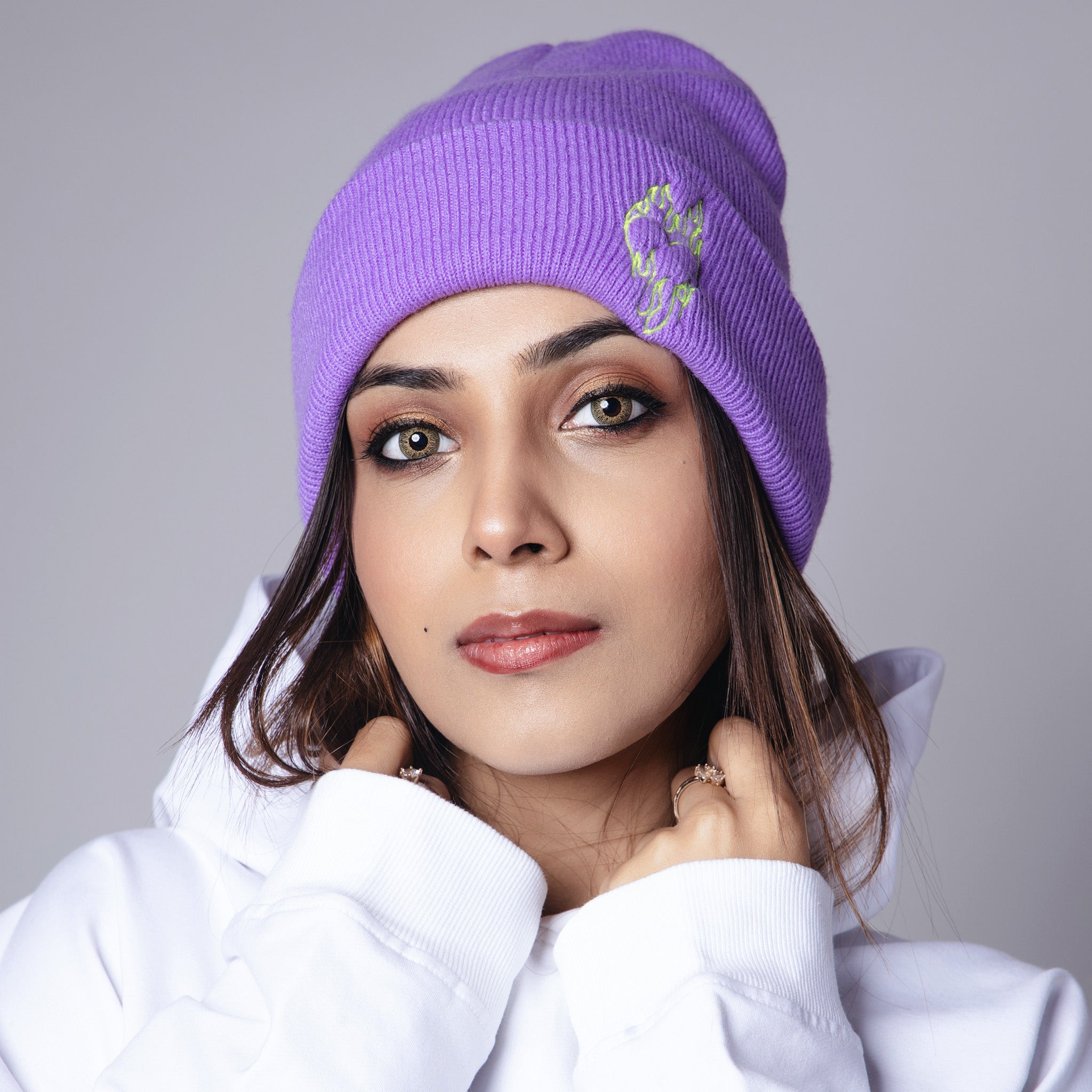 PURPLE EMBROIDERED BEANIE - Hophead