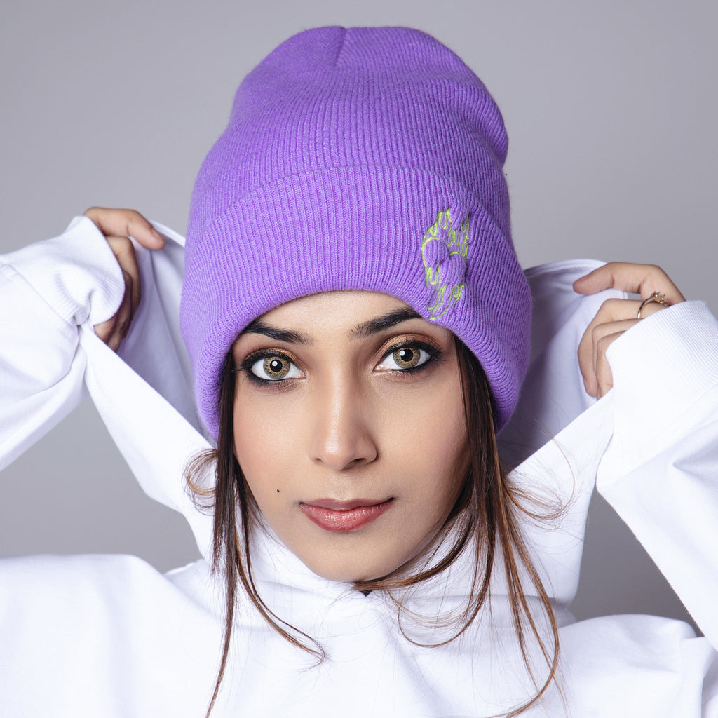 PURPLE EMBROIDERED BEANIE - Hophead