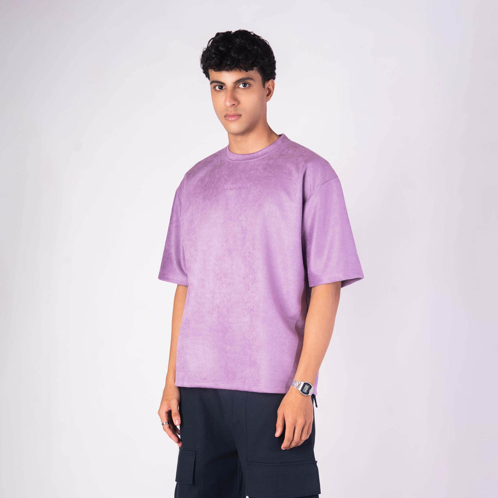PURPLE EMBROIDERED SUEDE T - SHIRT - Hophead