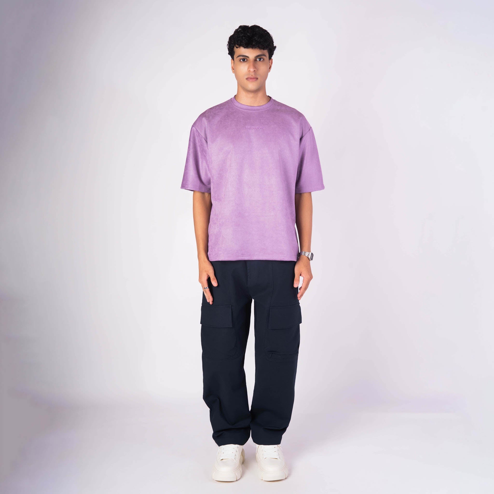 PURPLE EMBROIDERED SUEDE T - SHIRT - Hophead