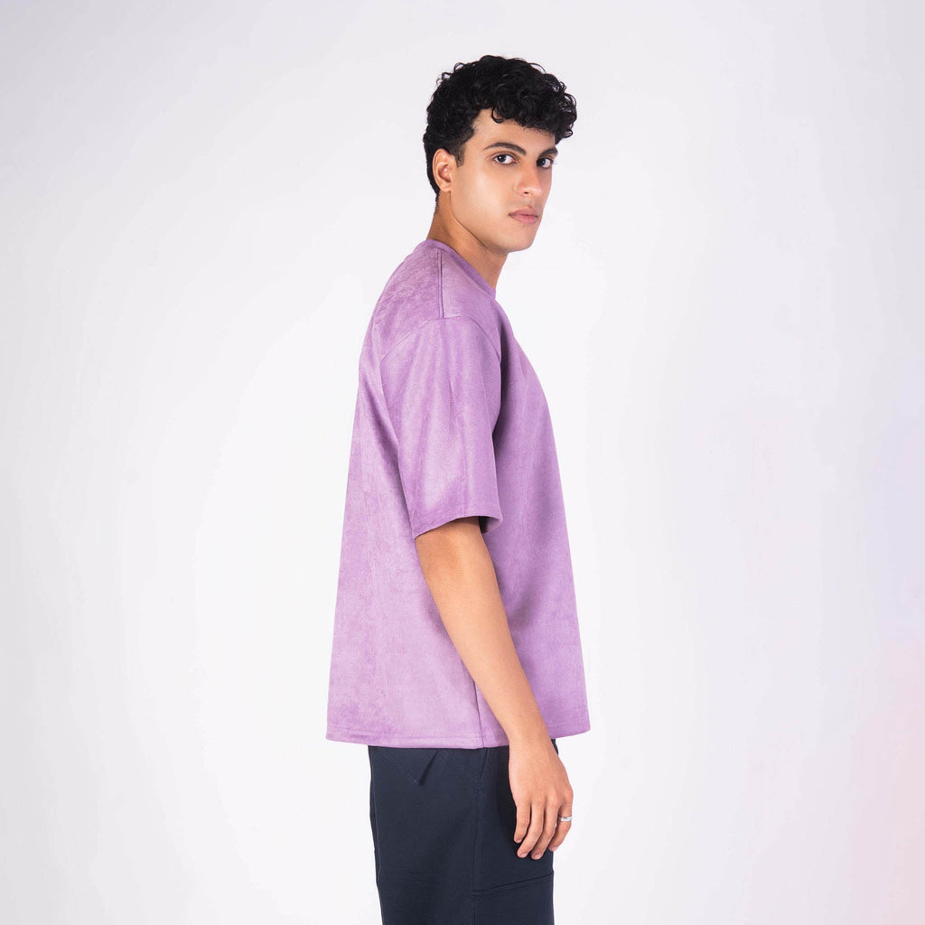 PURPLE EMBROIDERED SUEDE T - SHIRT - Hophead