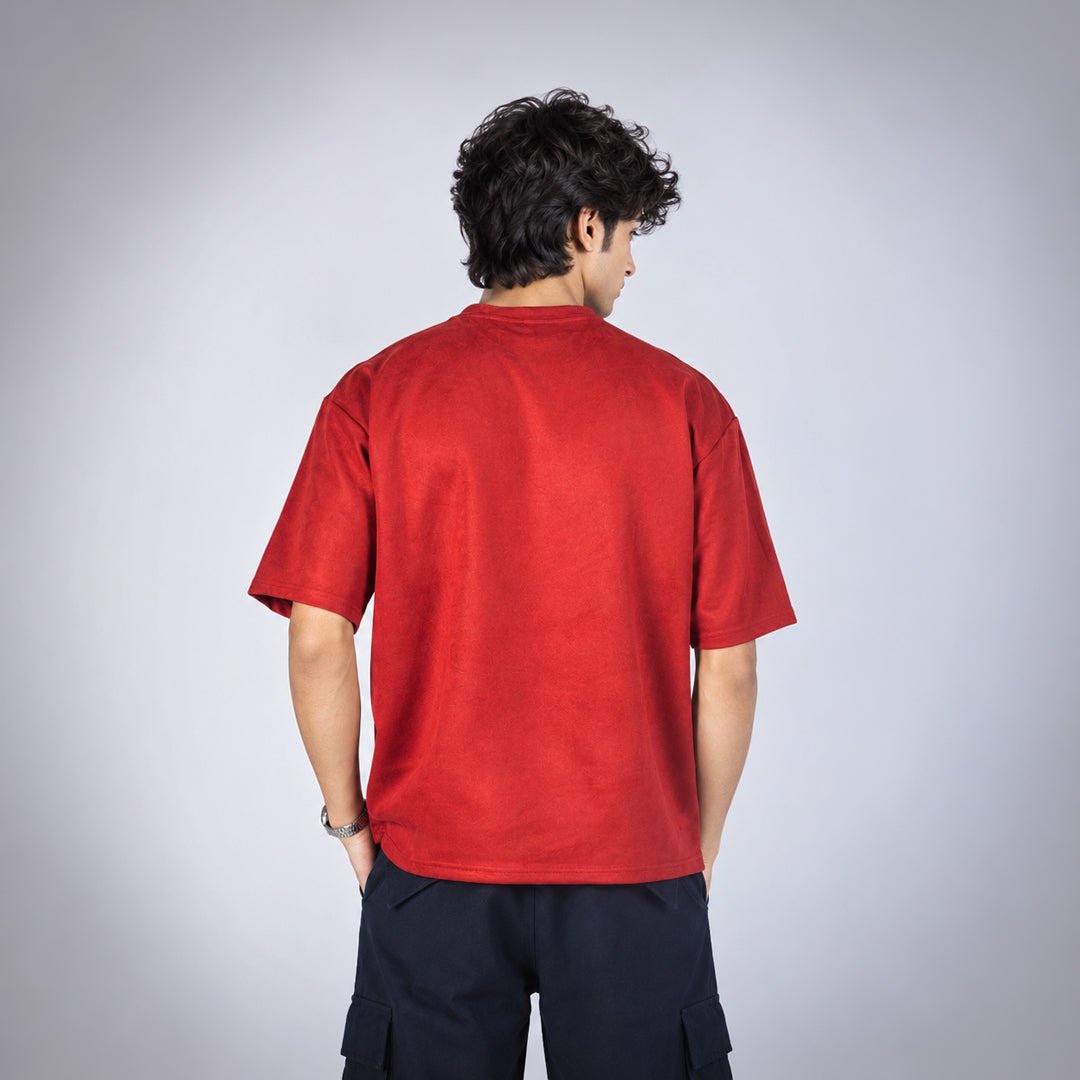 RED SUEDE EMBROIDERED T-SHIRT - Hophead