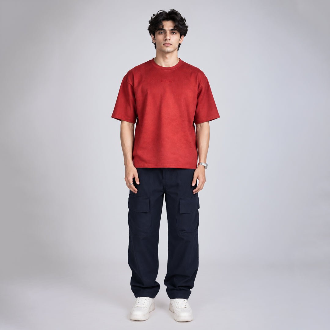 RED SUEDE EMBROIDERED T-SHIRT - Hophead