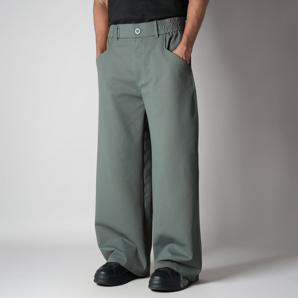 SAGE GREEN PIN - RIB WIDE PANTS - Hophead