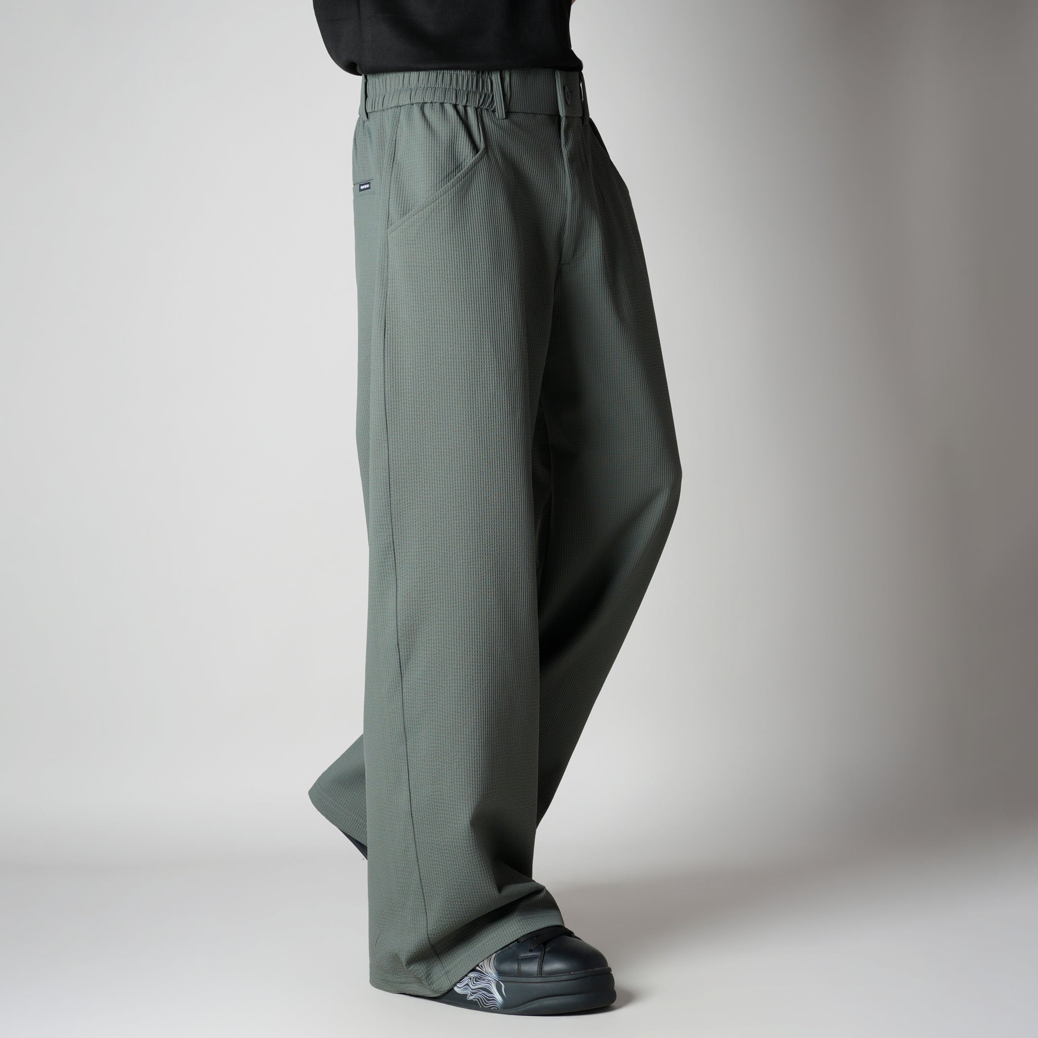 SAGE GREEN PIN - RIB WIDE PANTS - Hophead