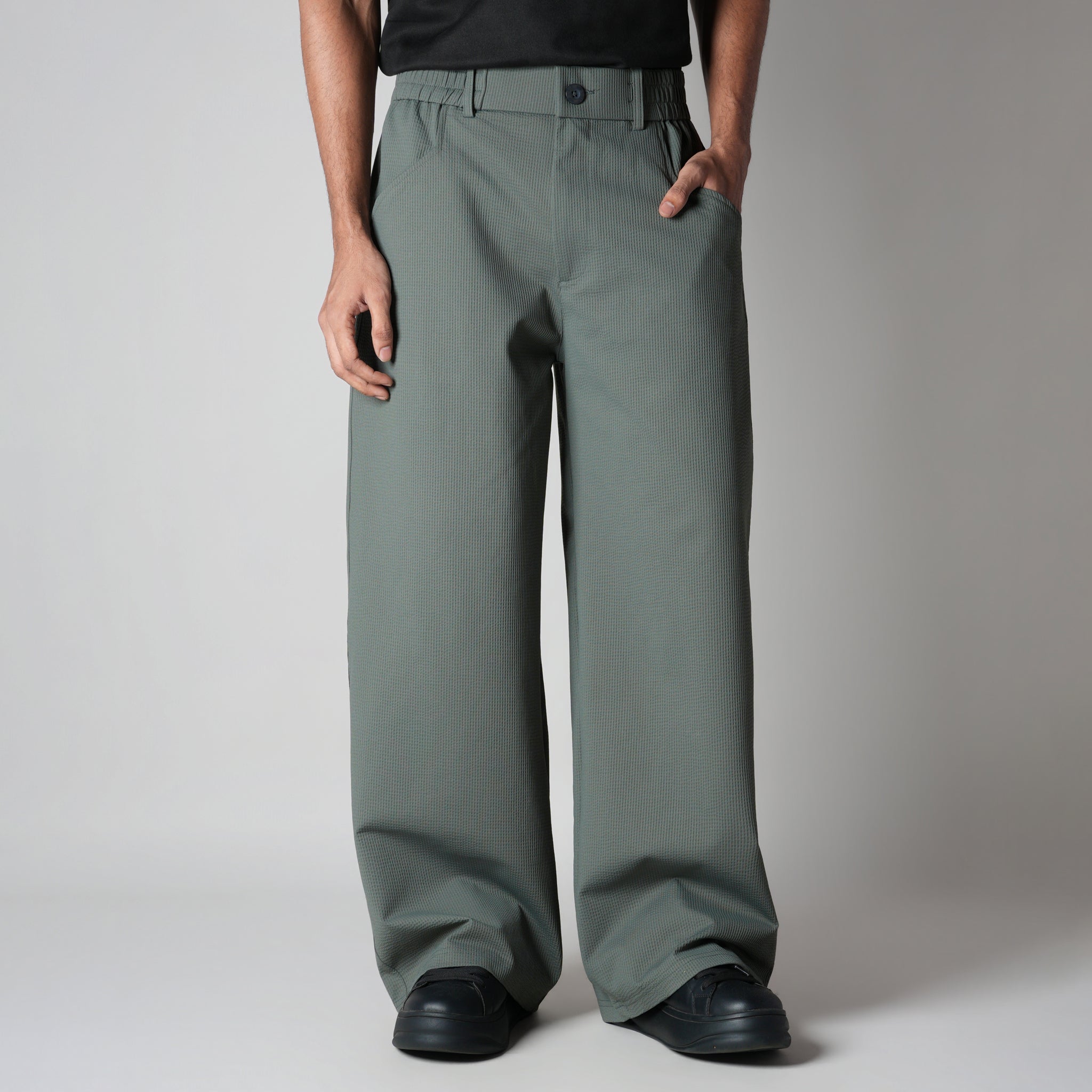 SAGE GREEN PIN - RIB WIDE PANTS - Hophead