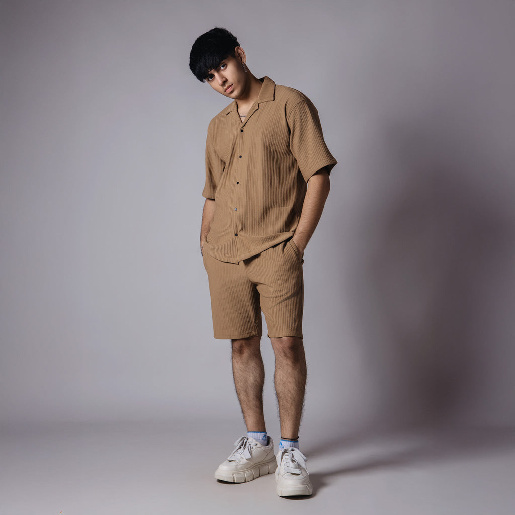 SAND STRIPPED TEXTURED CO - ORD SET - Hophead
