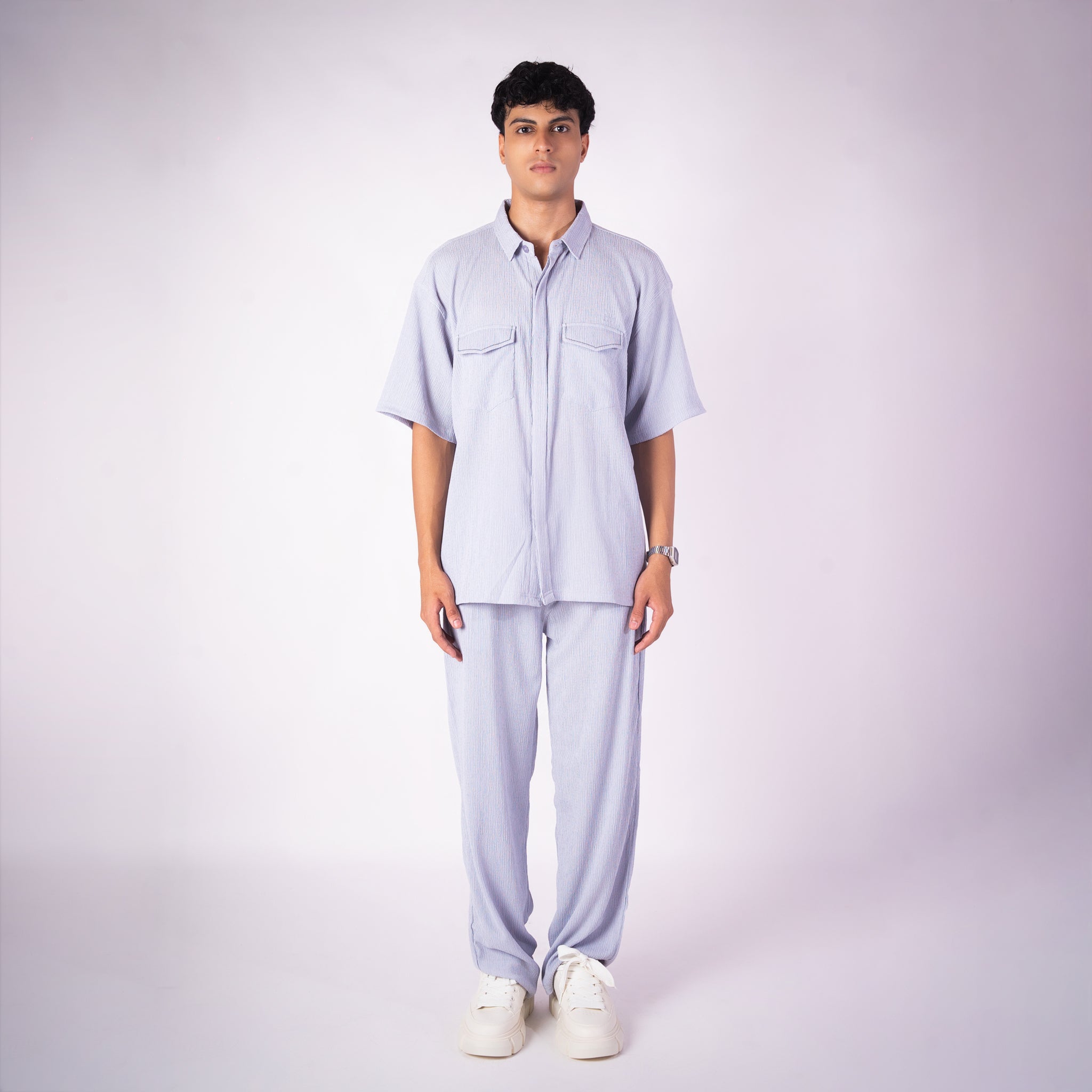 SILVER GREY CRINKLE CO - ORD SET - Hophead