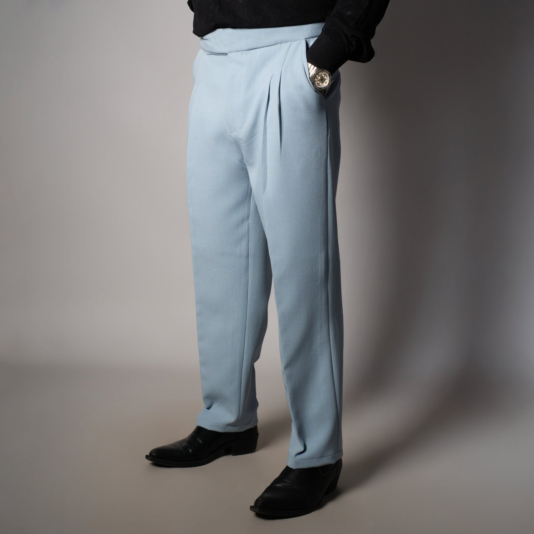 SKY BLUE DOUBLE FLAP TROUSER - Hophead