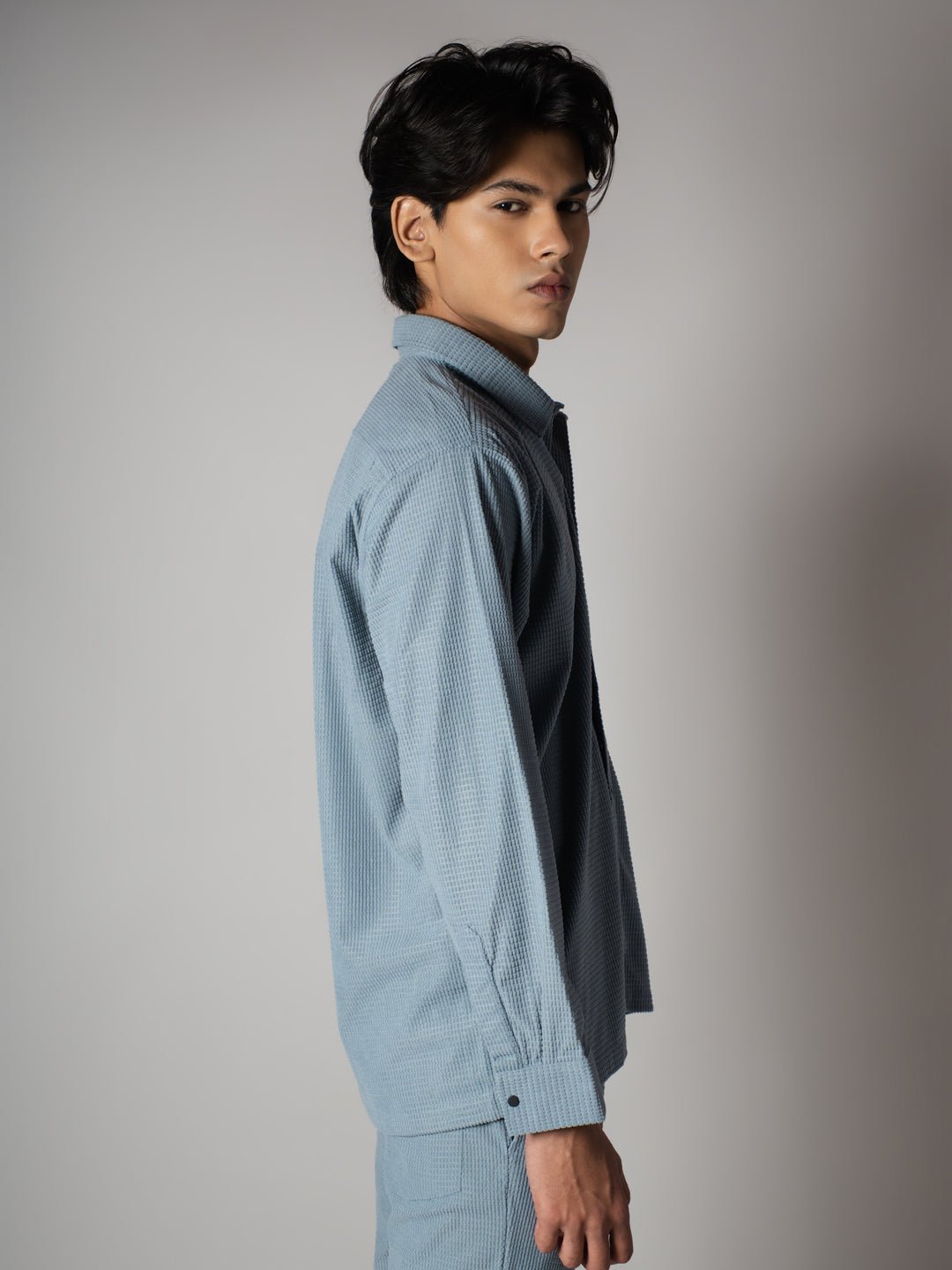 Sky Blue Waffle Button Down Shirt - Hophead