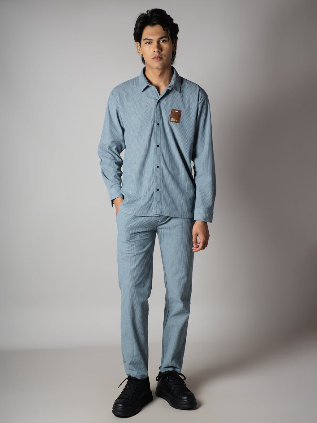 Sky Blue Waffle Button Down Shirt - Hophead