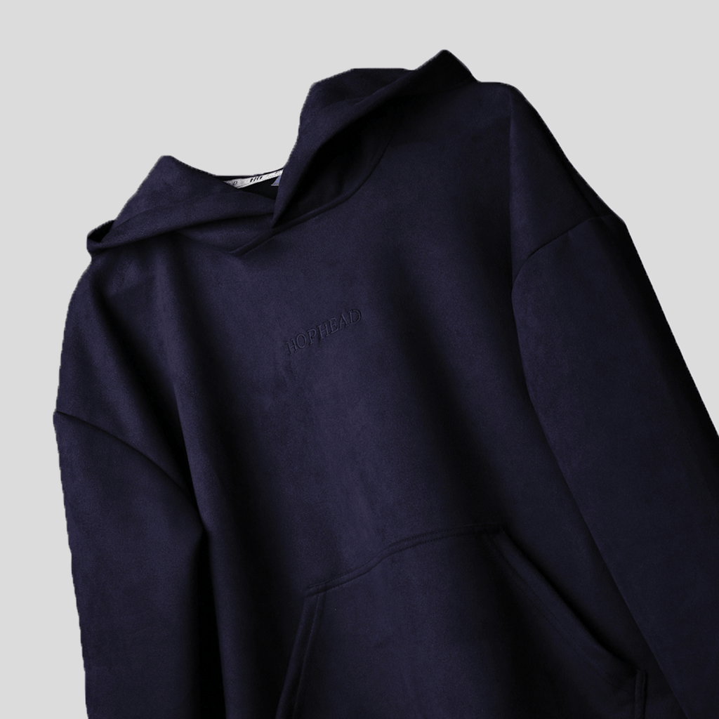 SPACE BLUE OVERSIZED SUEDE HOODIE - Hophead