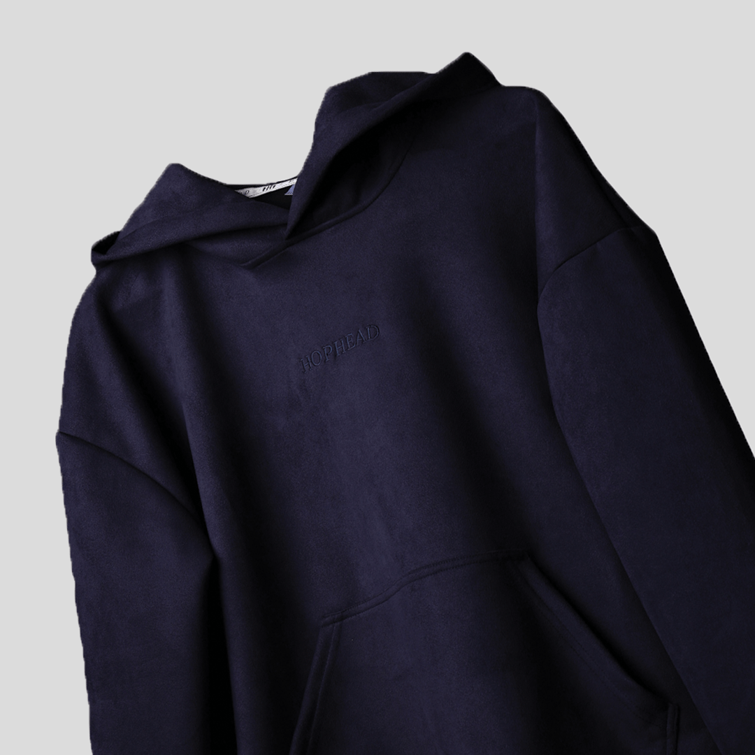 SPACE BLUE OVERSIZED SUEDE HOODIE - Hophead