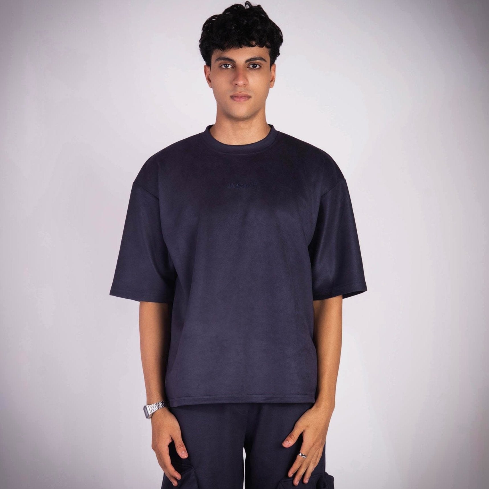 SPACE BLUE SUEDE EMBROIDERED T - SHIRT - Hophead