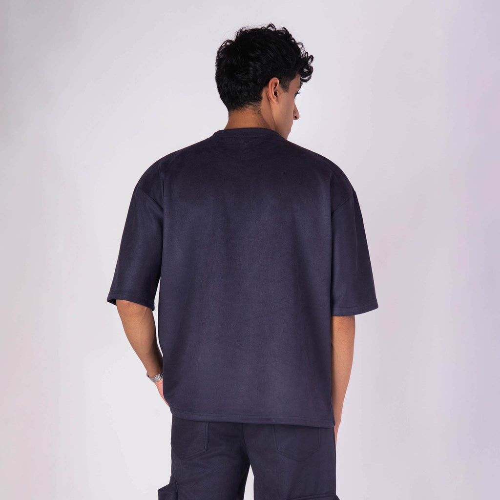 SPACE BLUE SUEDE EMBROIDERED T - SHIRT - Hophead