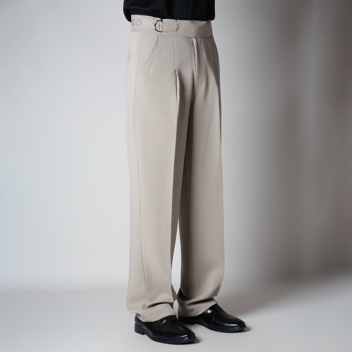 STONE BEIGE D-RING ITALIAN STYLE TROUSER - Hophead