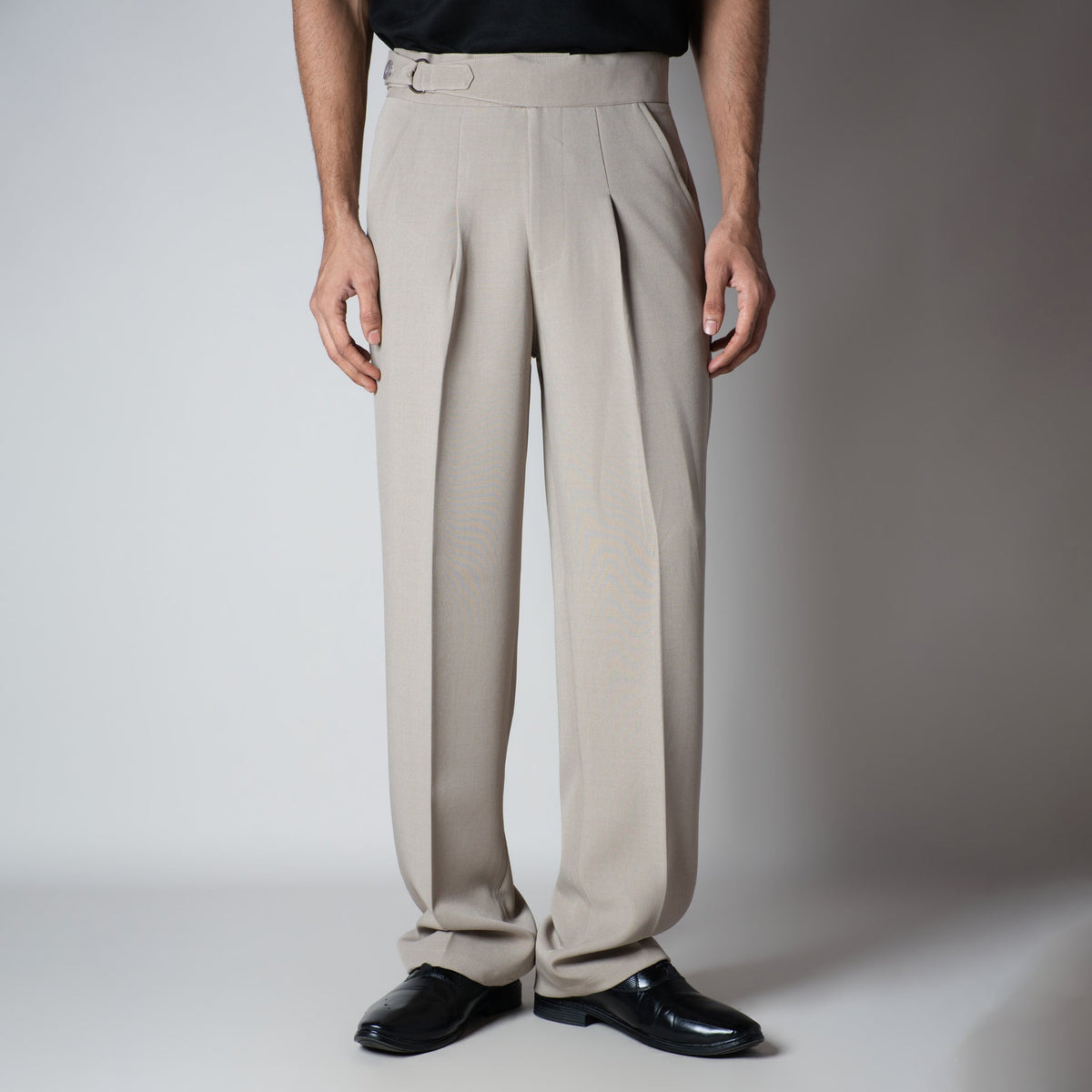 STONE BEIGE D-RING ITALIAN STYLE TROUSER - Hophead
