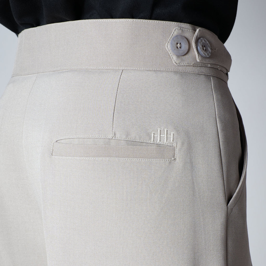 STONE BEIGE D-RING ITALIAN STYLE TROUSER - Hophead