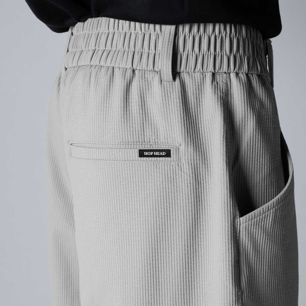STONE GREY PIN - RIB WIDE PANTS - Hophead