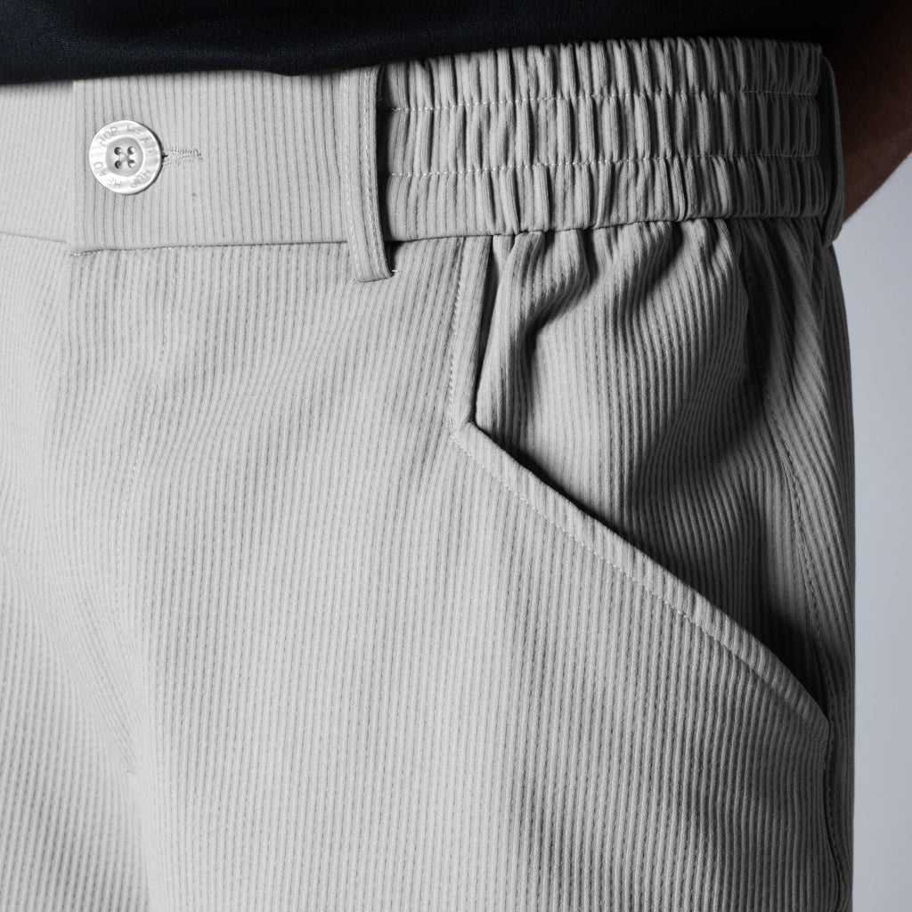 STONE GREY PIN - RIB WIDE PANTS - Hophead