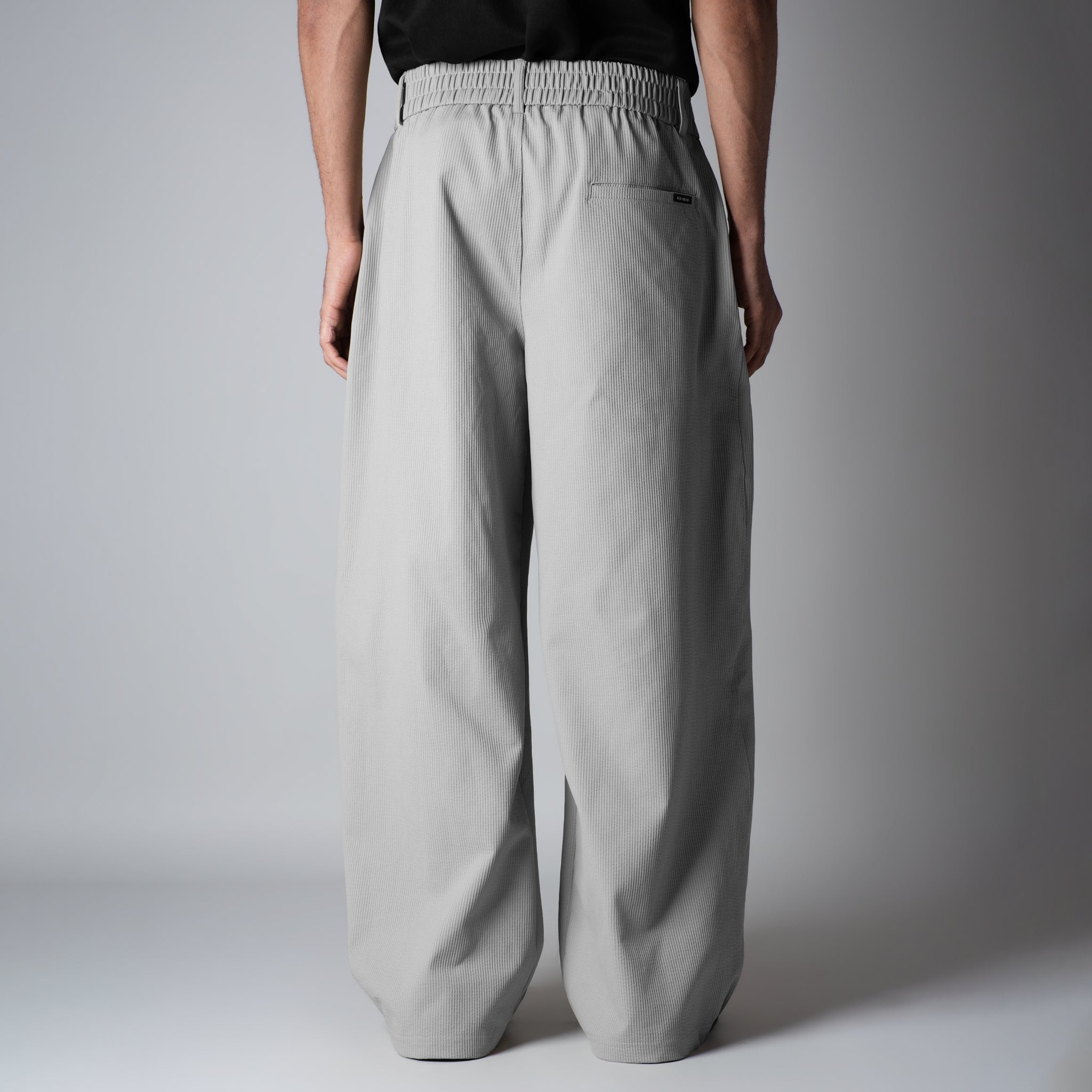 STONE GREY PIN - RIB WIDE PANTS - Hophead