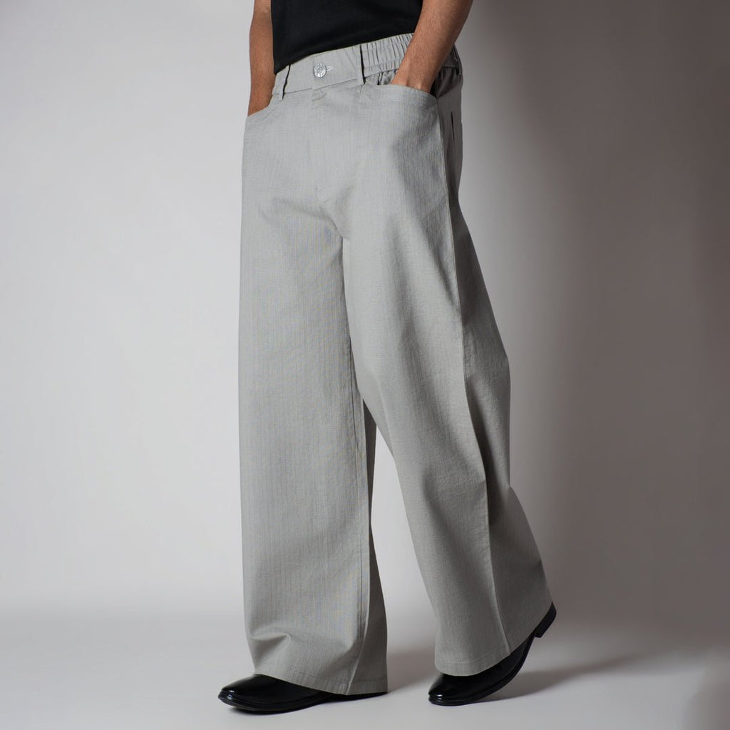 STONE GREY TEXTURED LINEN TRAVEL PANTS - Hophead