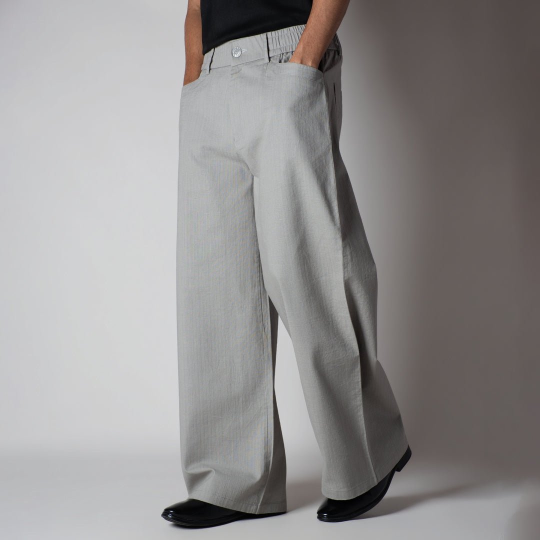 STONE GREY TEXTURED LINEN TRAVEL PANTS - Hophead