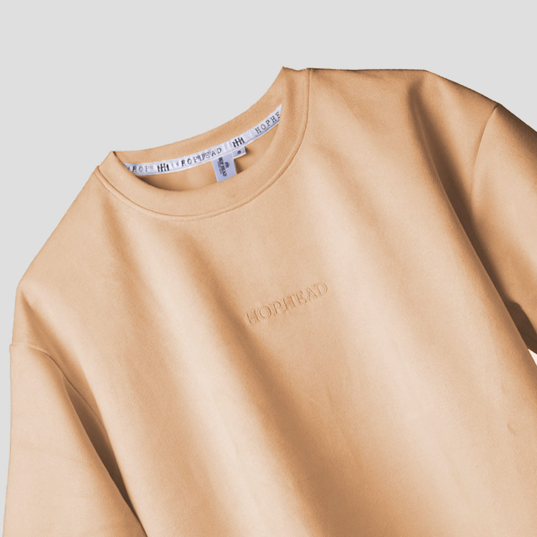 OCHRE SUEDE EMBROIDERED T-SHIRT