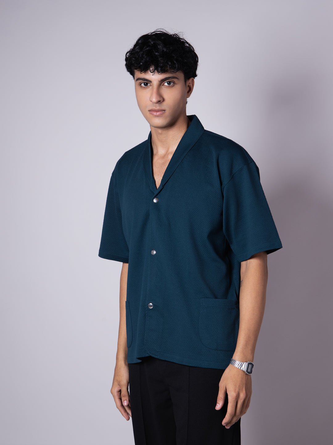 TURQUOISE BLAZER COLLARED SHIRT - Hophead