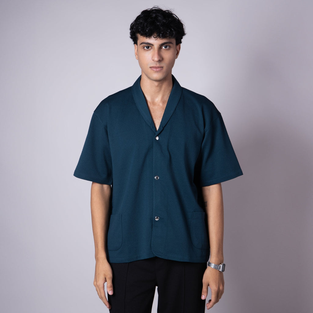 TURQUOISE BLAZER COLLARED SHIRT - Hophead