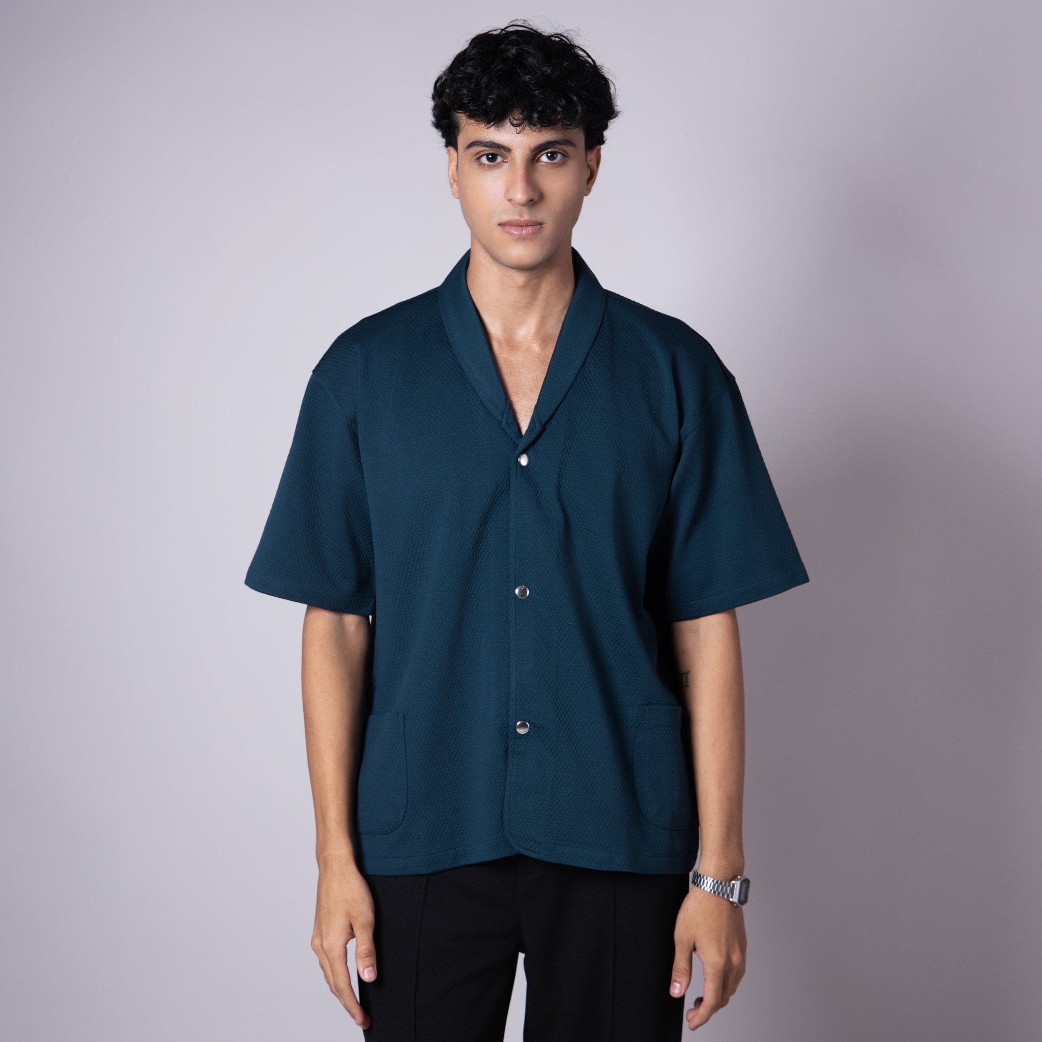 TURQUOISE BLAZER COLLARED SHIRT - Hophead