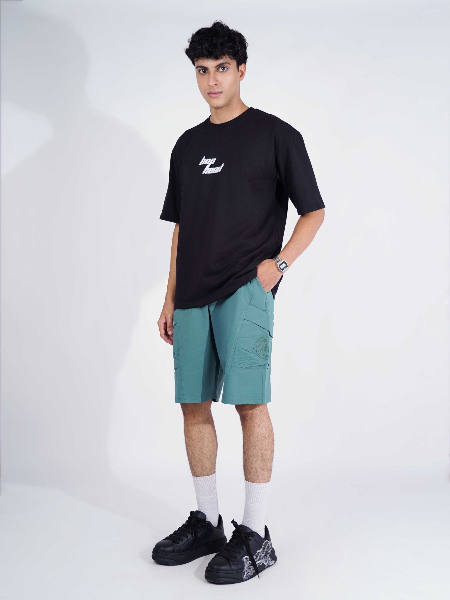 TURQUOISE CARPENTER POCKET OVERSIZED SHORTS - Hophead