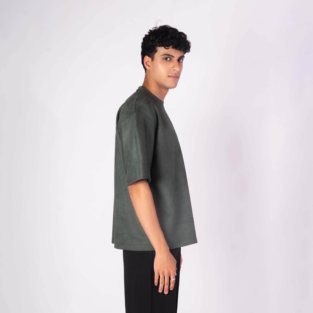 VINEYARD GREEN EMBROIDERED SUEDE T - SHIRT - Hophead