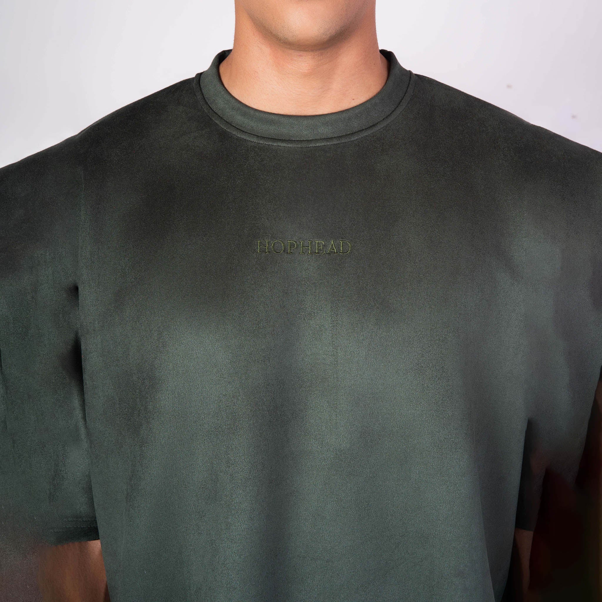 VINEYARD GREEN EMBROIDERED SUEDE T - SHIRT - Hophead