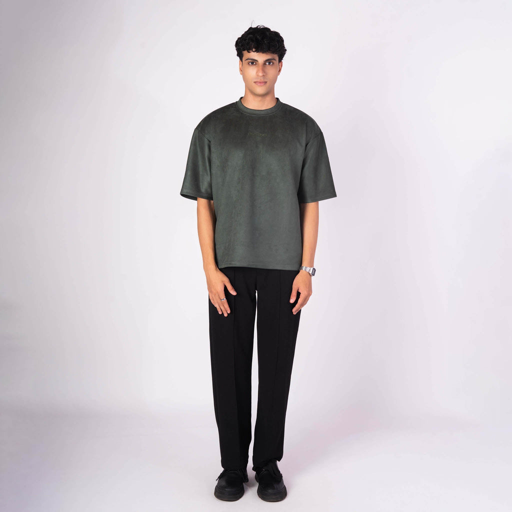 VINEYARD GREEN EMBROIDERED SUEDE T - SHIRT - Hophead