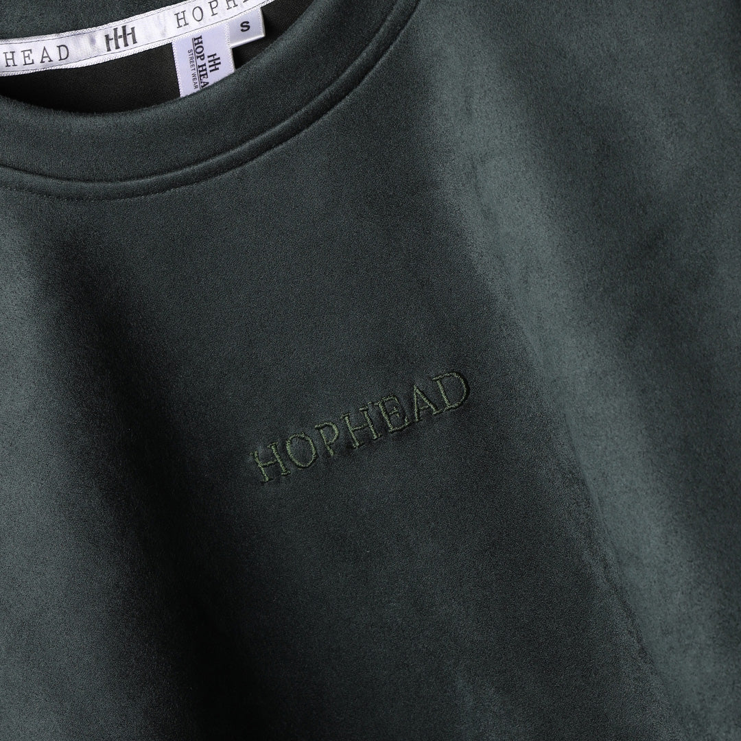 VINEYARD GREEN EMBROIDERED SUEDE T-SHIRT