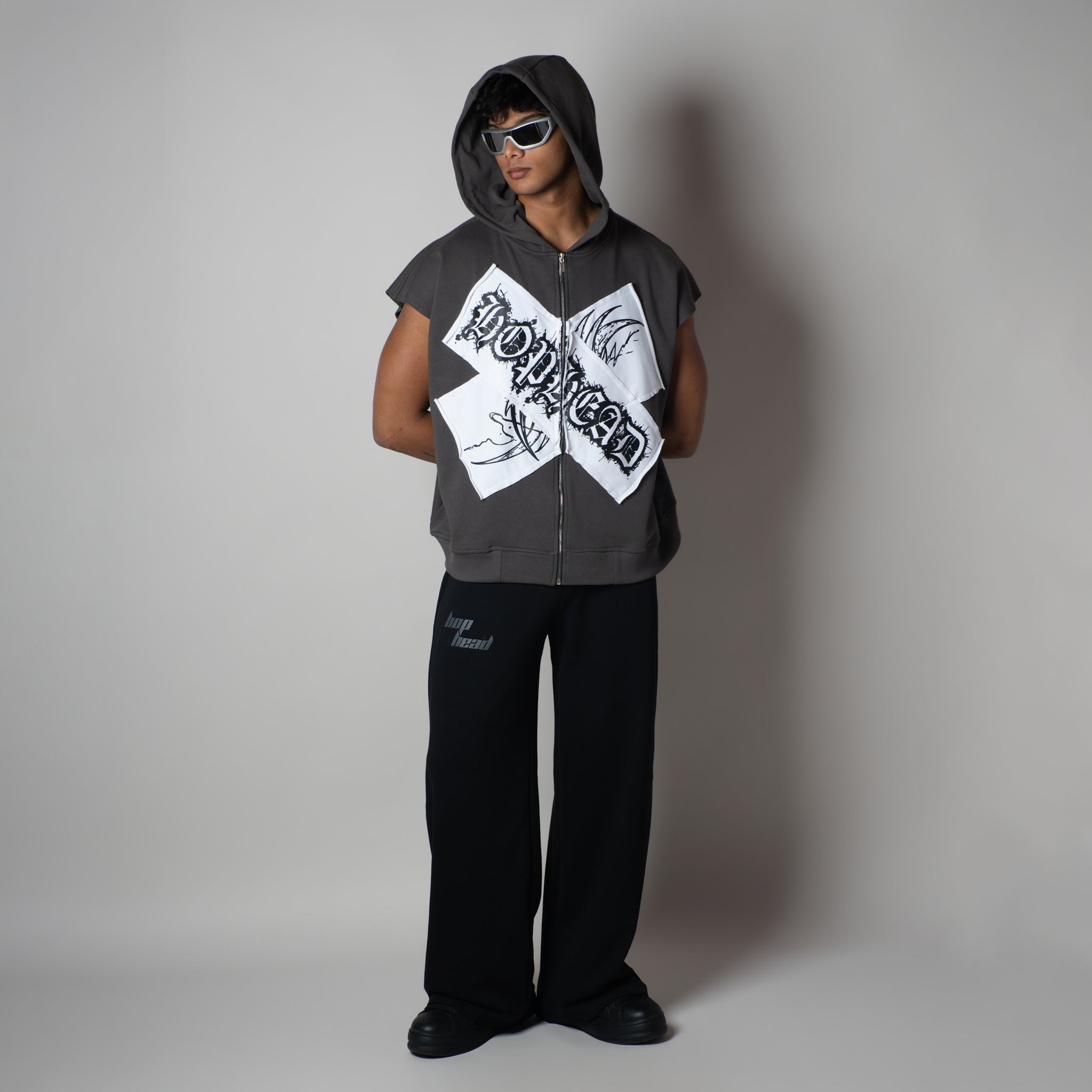 VOID CROSS SLEEVELESS HOODED VEST - Hophead
